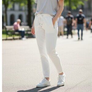 SARAH PACINI Tapered Pants Jersey Womens Size XS Off White